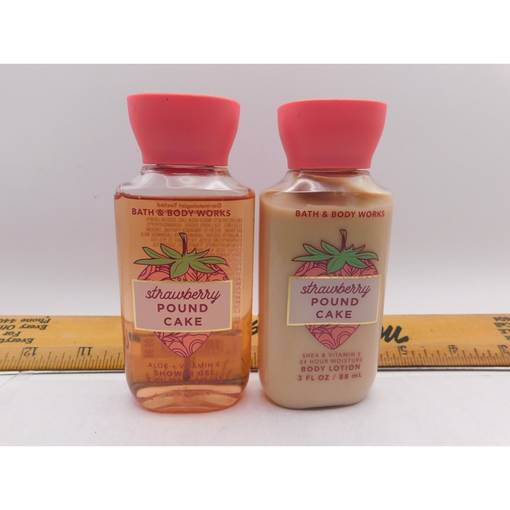 Bath & Body Works Strawberry Pound Cake Shower Gel Body Lotion 3oz